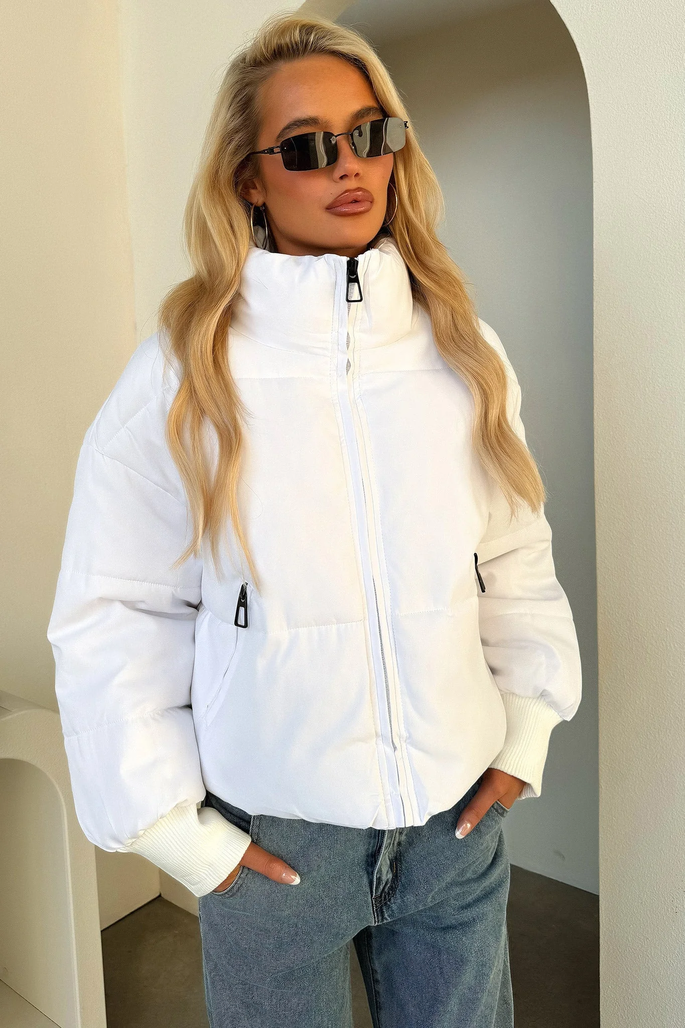 Ajax Puffer Jacket - White - Image 7