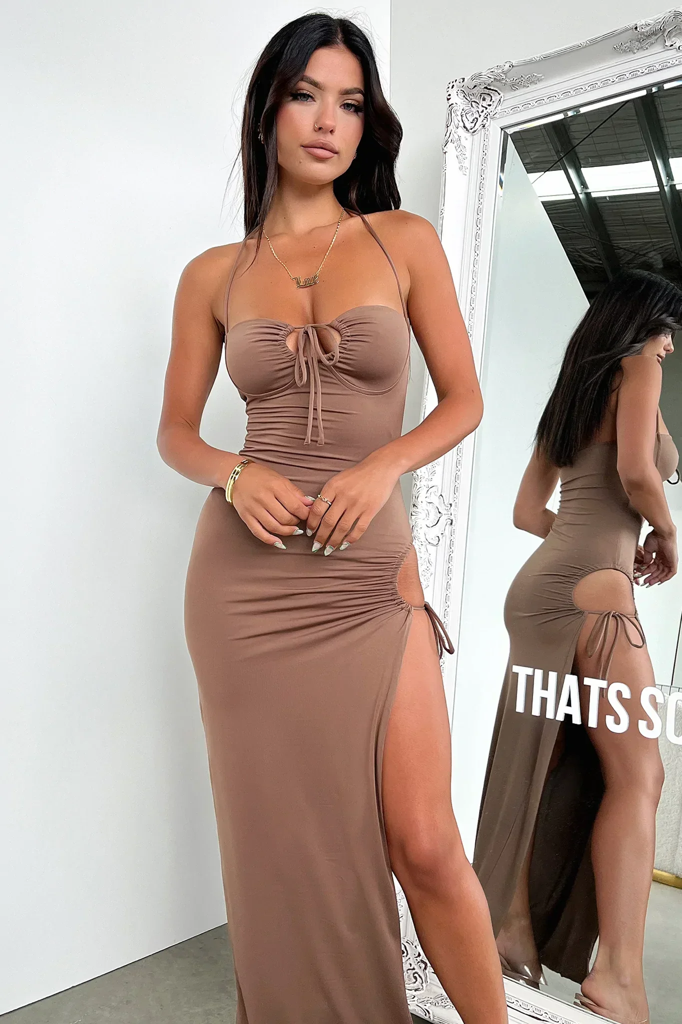 Imana Maxi Dress - Brown - Image 2