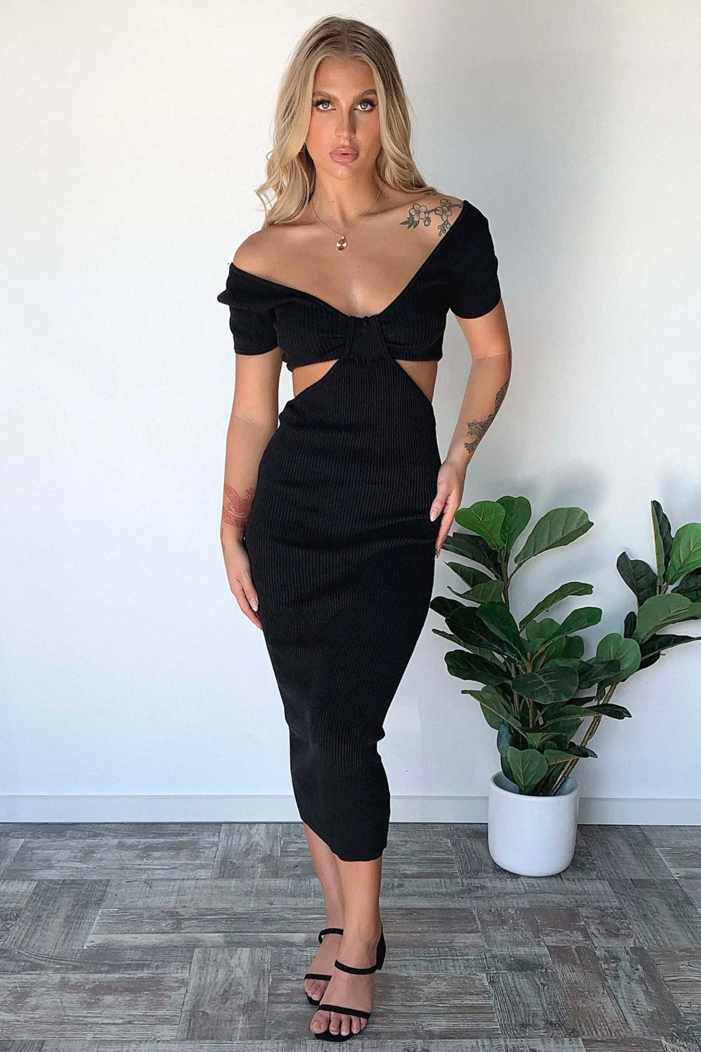 Jenner Midi Dress - Black - Image 5