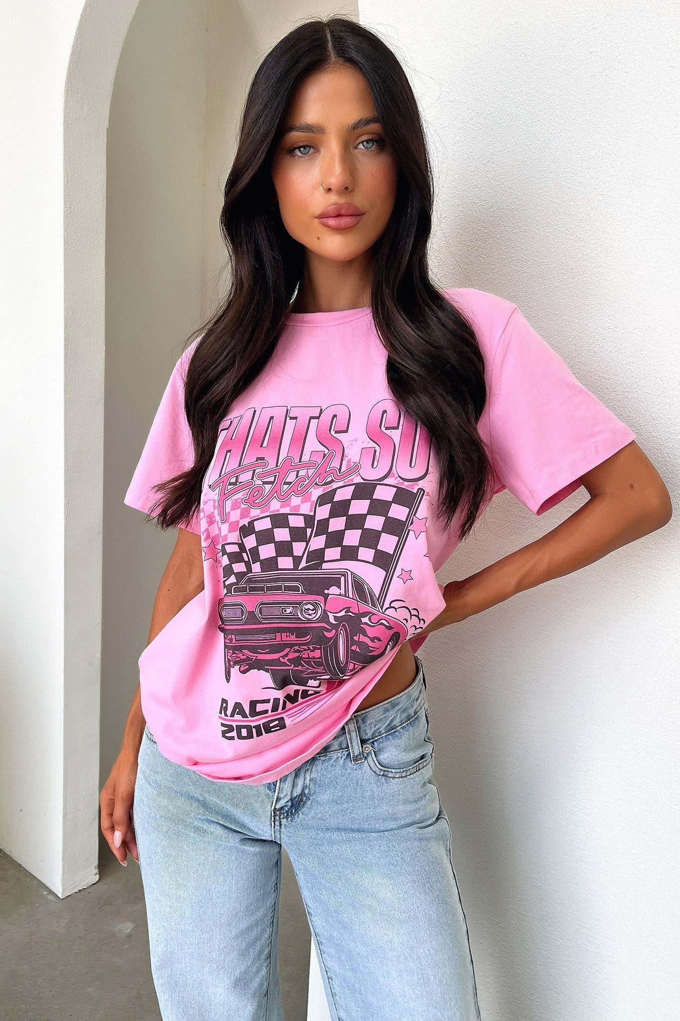 Pitstop Oversized Tee - Pink - Image 5