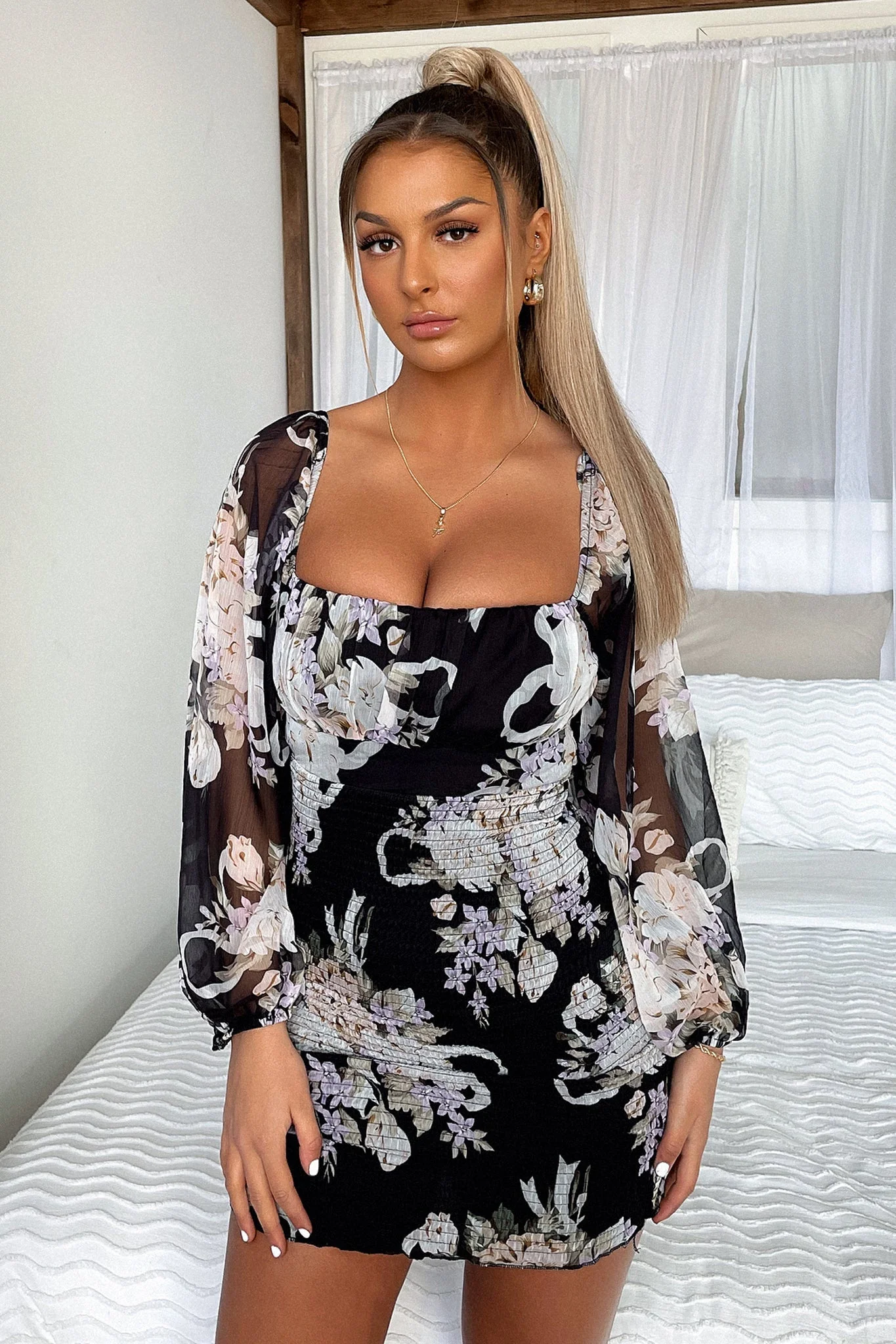 Soni Dress - Black Floral - Image 5