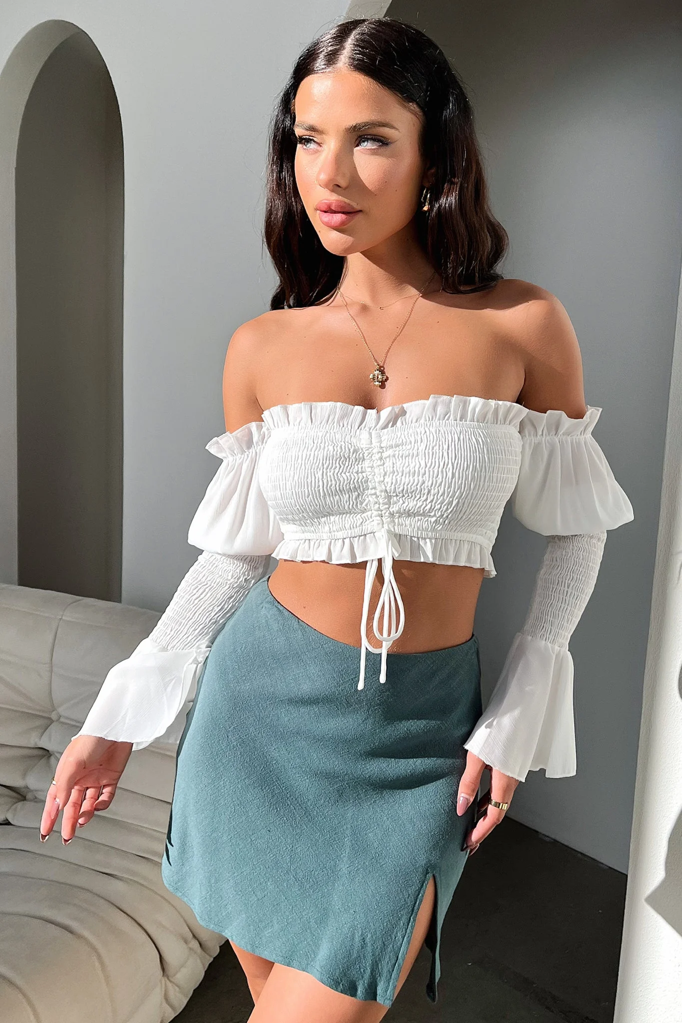 Zara Mini Skirt - Emerald - Image 4
